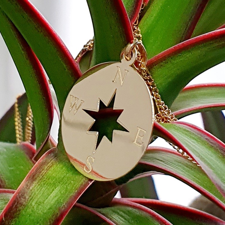 Compass pendant and chain in 9ct gold with a choice of chain lengths