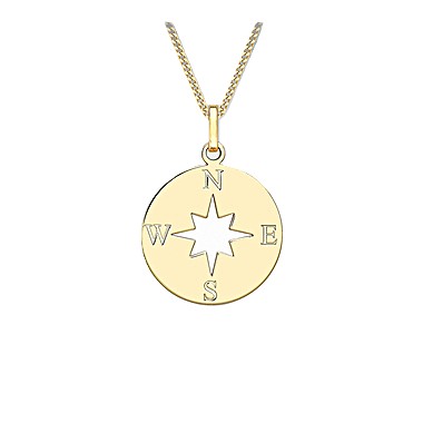 Compass pendant and chain in 9ct gold with a choice of chain lengths