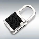 Hoxton London' Men's Sterling Silver Black Leather Inlay Padlock Keyring KF00041