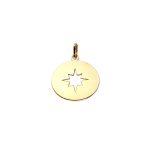 Back of compass pendant plain polished gold