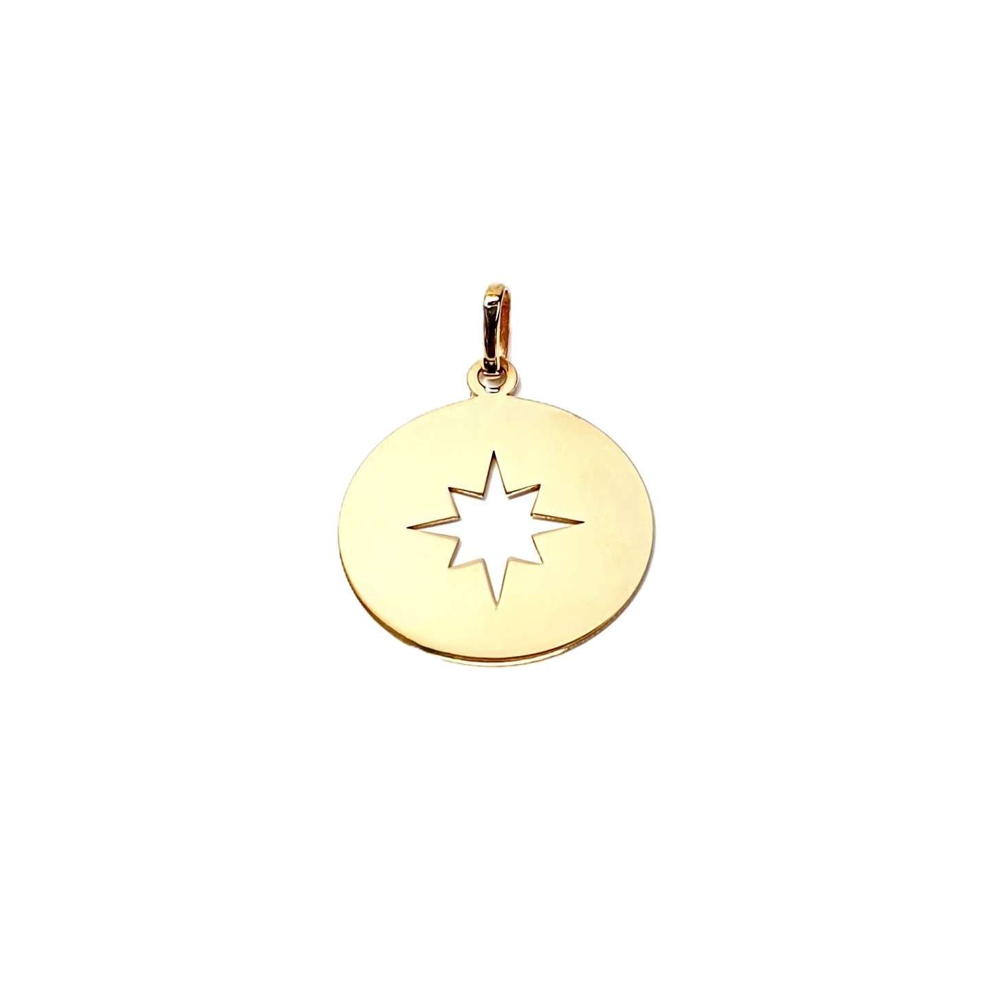 Back of compass pendant plain polished gold