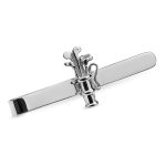 Genuine solid silver tie clip highly polished with a golf bag to the centre TS00001