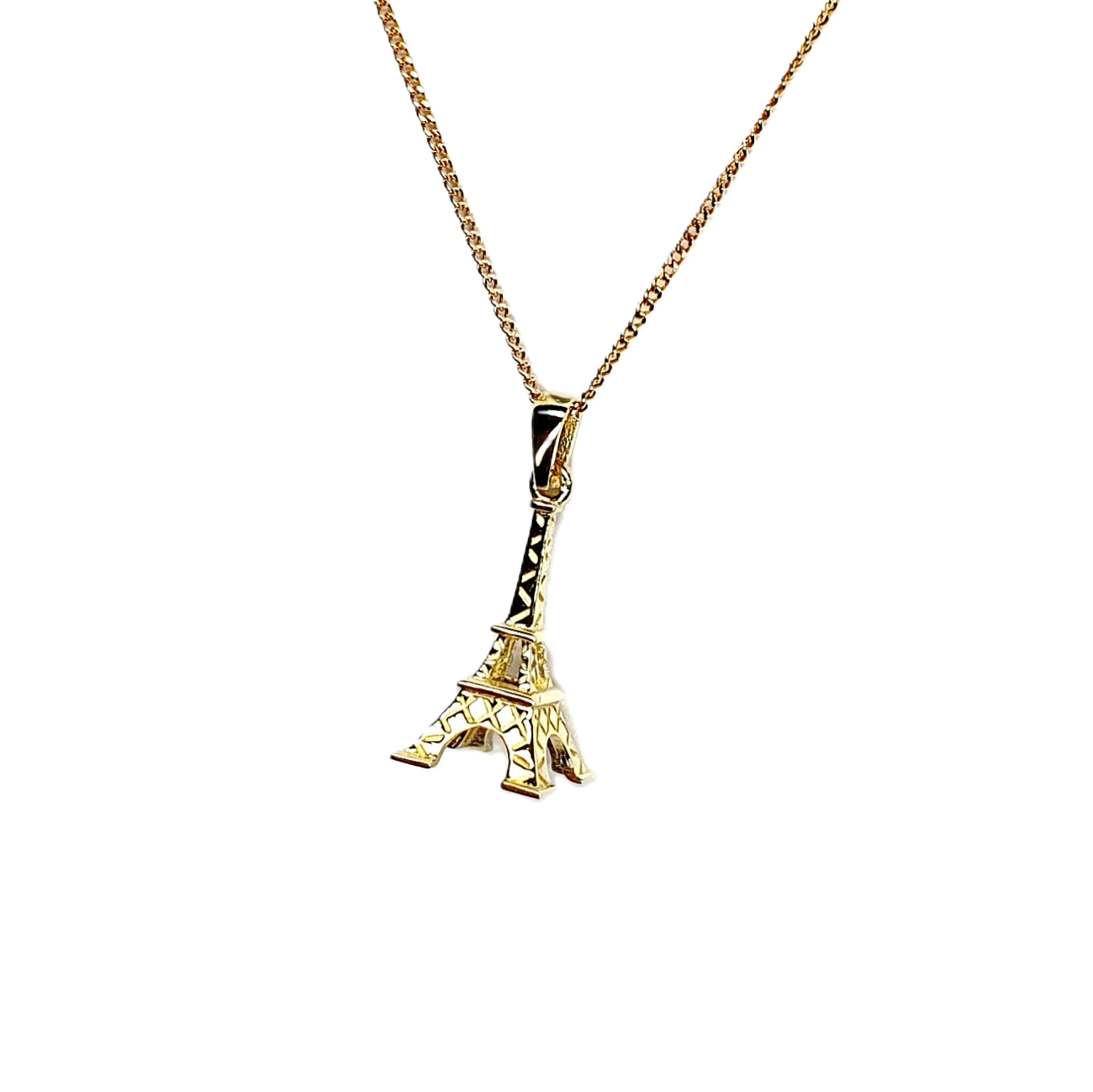 9ct yellow gold-Eiffel Tower pendant necklace/charm CM00296 available with or without a chain.