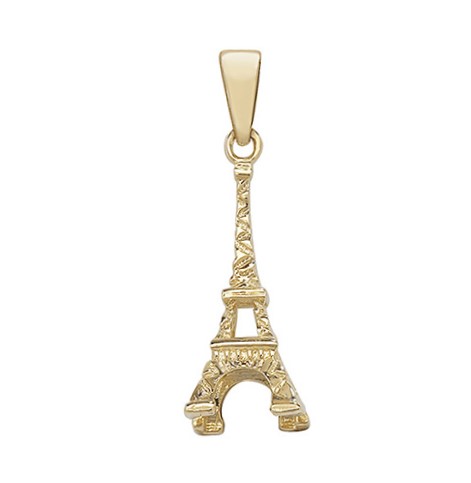 9ct yellow gold-Eiffel Tower pendant necklace/charm CM00297 available with or without a chain.