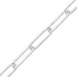 Solid sterling silver paper link chain with elegant plain polished design ,3.2mm wide close up picture