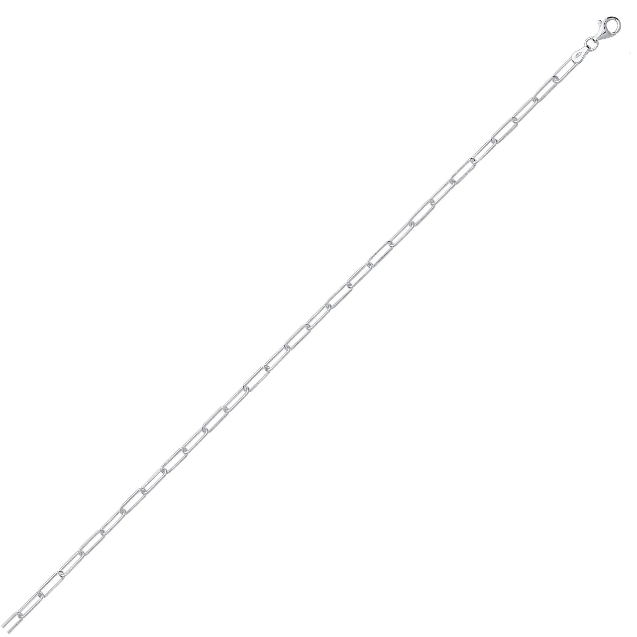 Solid sterling silver paper link chain with elegant plain polished design