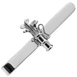 Genuine solid silver tie clip highly polished with a golf bag to the centre TS00001 pictured close up.