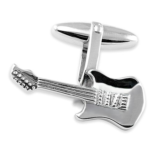 Fender Stratocaster guitar cufflinks handmade in genuine sterling silver.