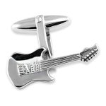 Fender Stratocaster guitar cufflinks handmade in genuine sterling silver.