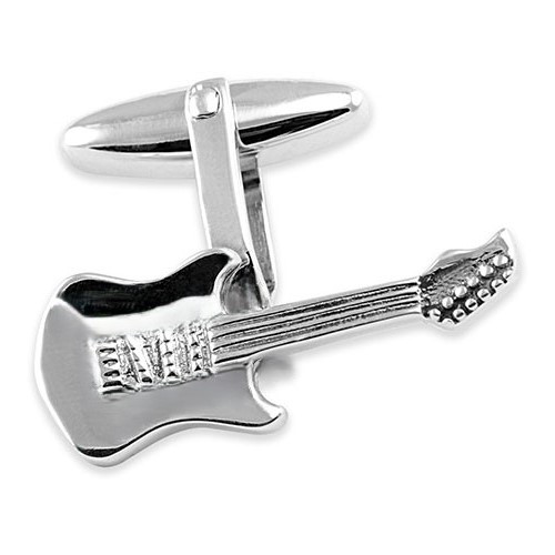 Fender Stratocaster guitar cufflinks handmade in genuine sterling silver.