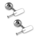 Genuine 925 sterling silver cricket ball and bat cufflinks with a polished finish are presented in a luxurious gift box.