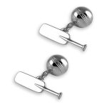 Genuine 925 sterling silver cricket ball and bat cufflinks with a polished finish are presented in a luxurious gift box.