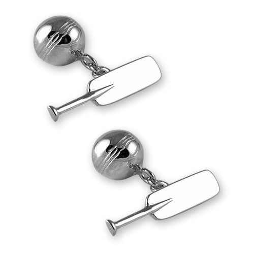 Genuine 925 sterling silver cricket ball and bat cufflinks with a polished finish are presented in a luxurious gift box.