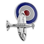 Sterling  silver spitfire chain link cufflinks with Royal Airforce roundels in red, white & blue enamel CCK00323