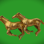 This is a superb brooch by one of the best makers, Alabaster & Wilson. Two galloping horses are side by side, and the detail screams quality pictured on a green background.