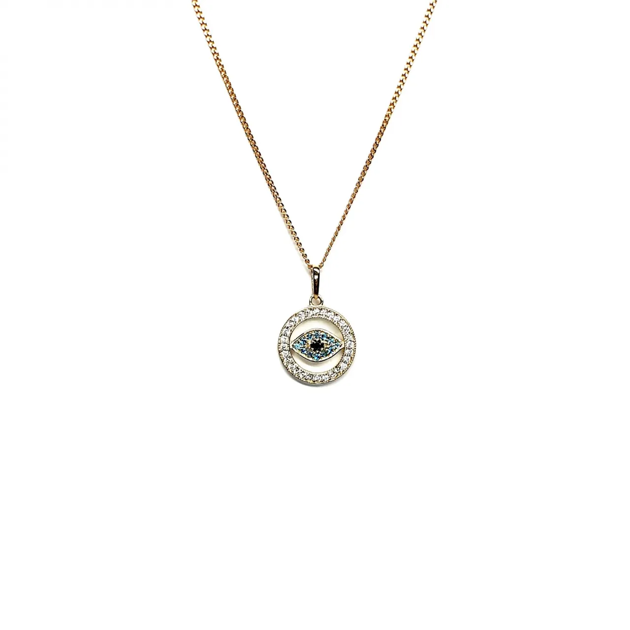 Mystic gold pendant: timeless evil eye necklace design.