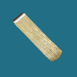 Tree-barked patterned money clip in 9ct gold close-up picture on a blue background.