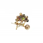 Back View: An image of the back of the Barrow-in-Furness 9ct Gold Gemstone Wheel Barrow Brooch, highlighting the secure swivel catch and hallmark.