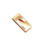 Antique-inspired gold clip showing the back pictured on a white surface.