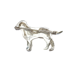 Rear view of Labrador brooch displaying the pin and safety swivel catch.