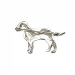 Rear view of Labrador brooch displaying the pin and safety swivel catch.