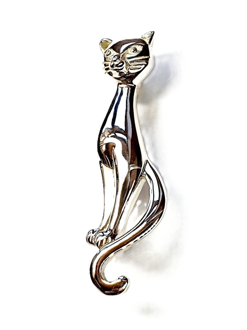 Real Sterling silver cat brooch.