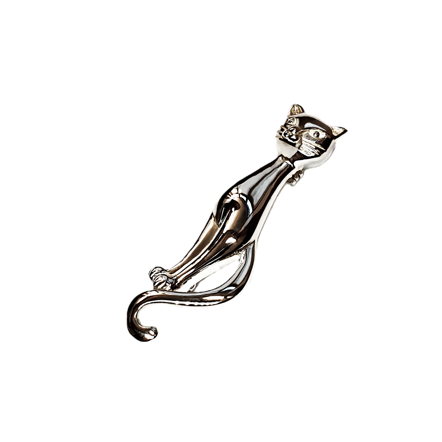 Polished Silver Brooch for cat lovers.