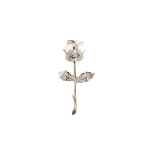 Genuine silver single-stem rose brooch