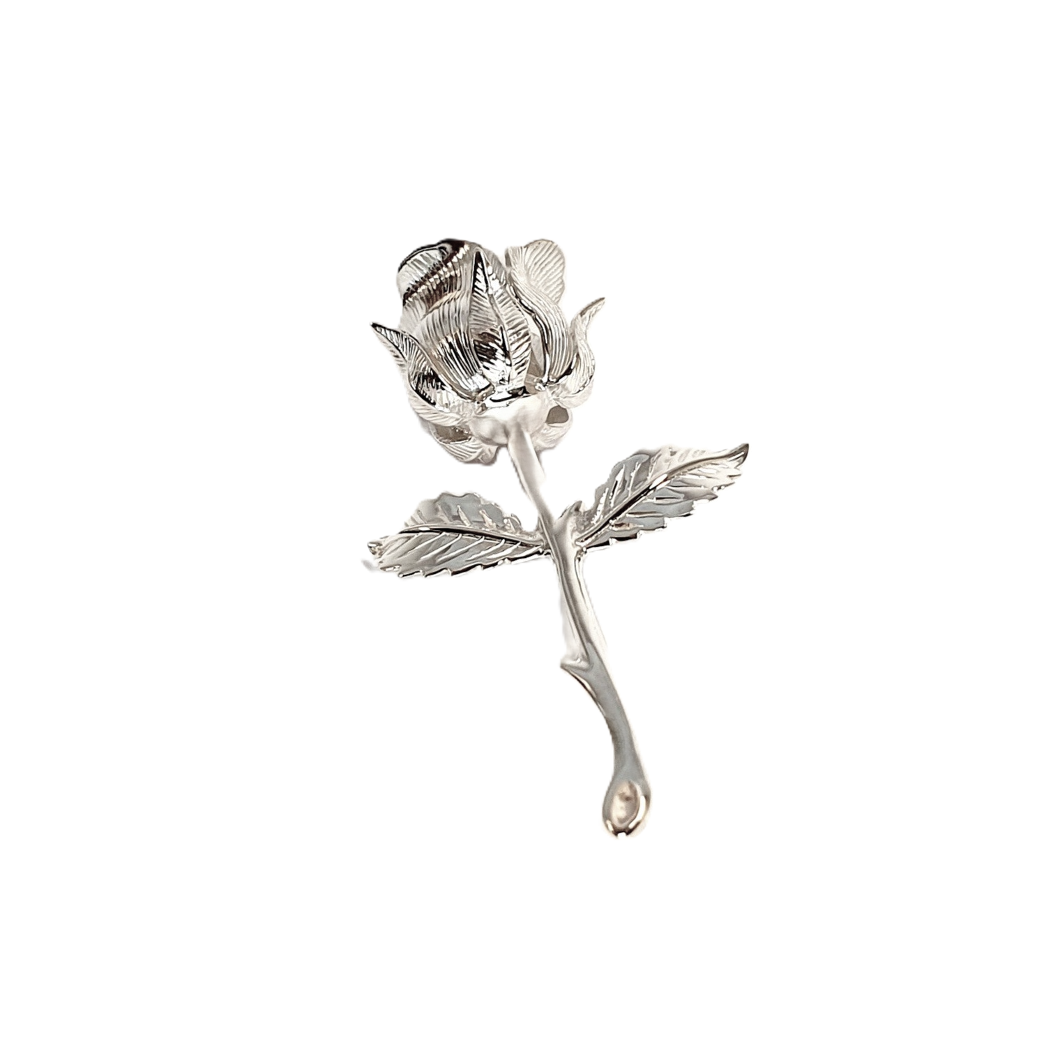 Rose flower brooch pin pictured at an angle
