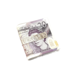 Picture with £20 Note: Sterling silver money clip securely holding a £20 note, showcasing its elegant scroll design.