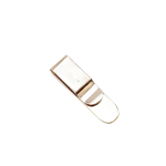 The back of the £ sign money clip on a plain white background.