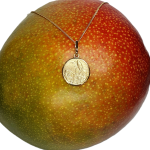 9ct yellow gold confirmation pendant and chain pictured on mango for contrast.