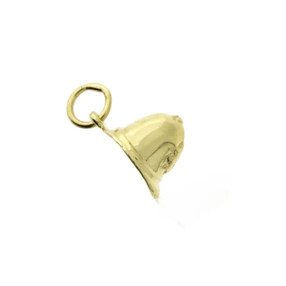 Elegant 9ct gold police helmet charm with intricate detailing. side view.