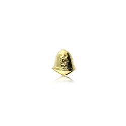 front view of Symbolic gold police helmet charm representing protection and service.