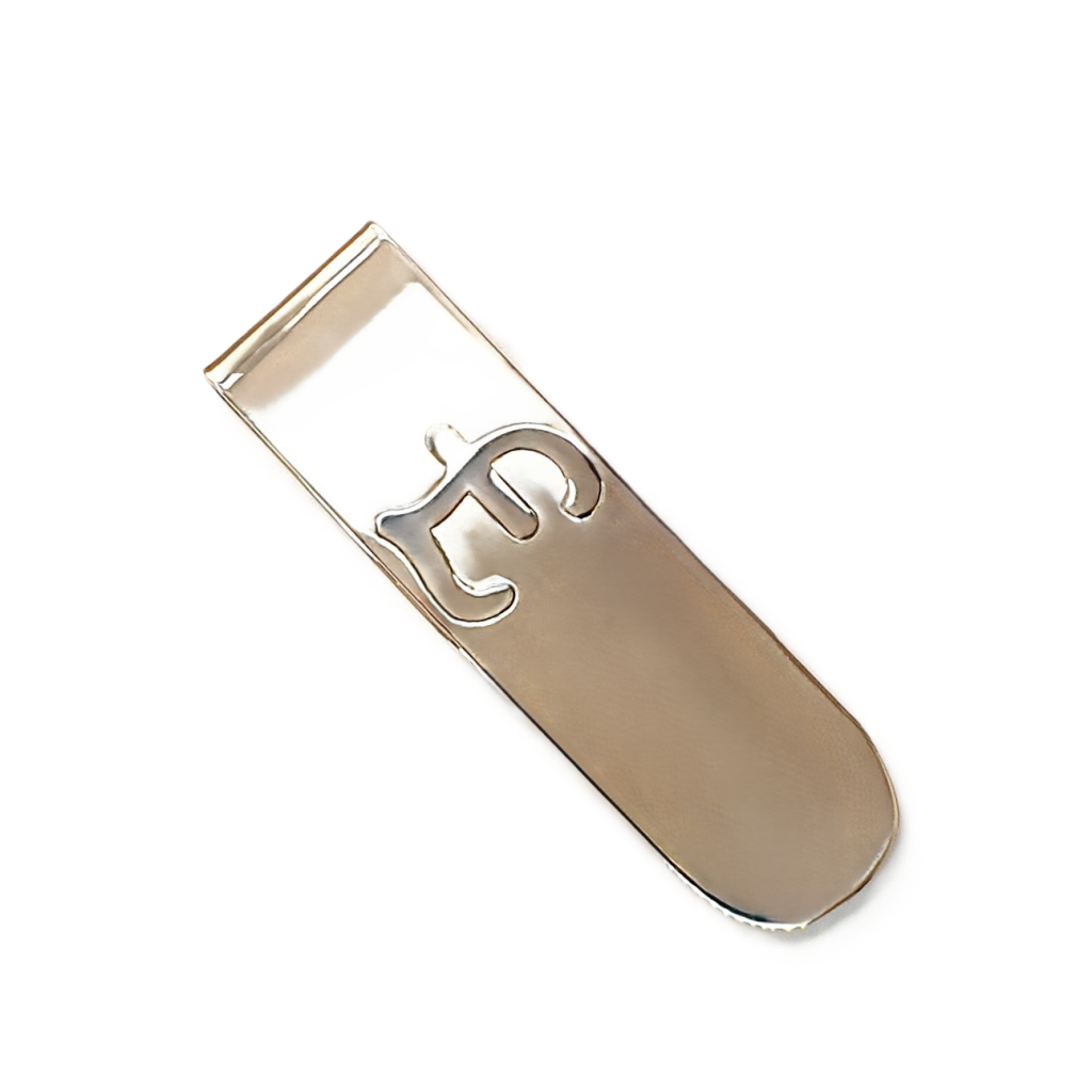 The front of the Pound sign money clip on a plain white background.
