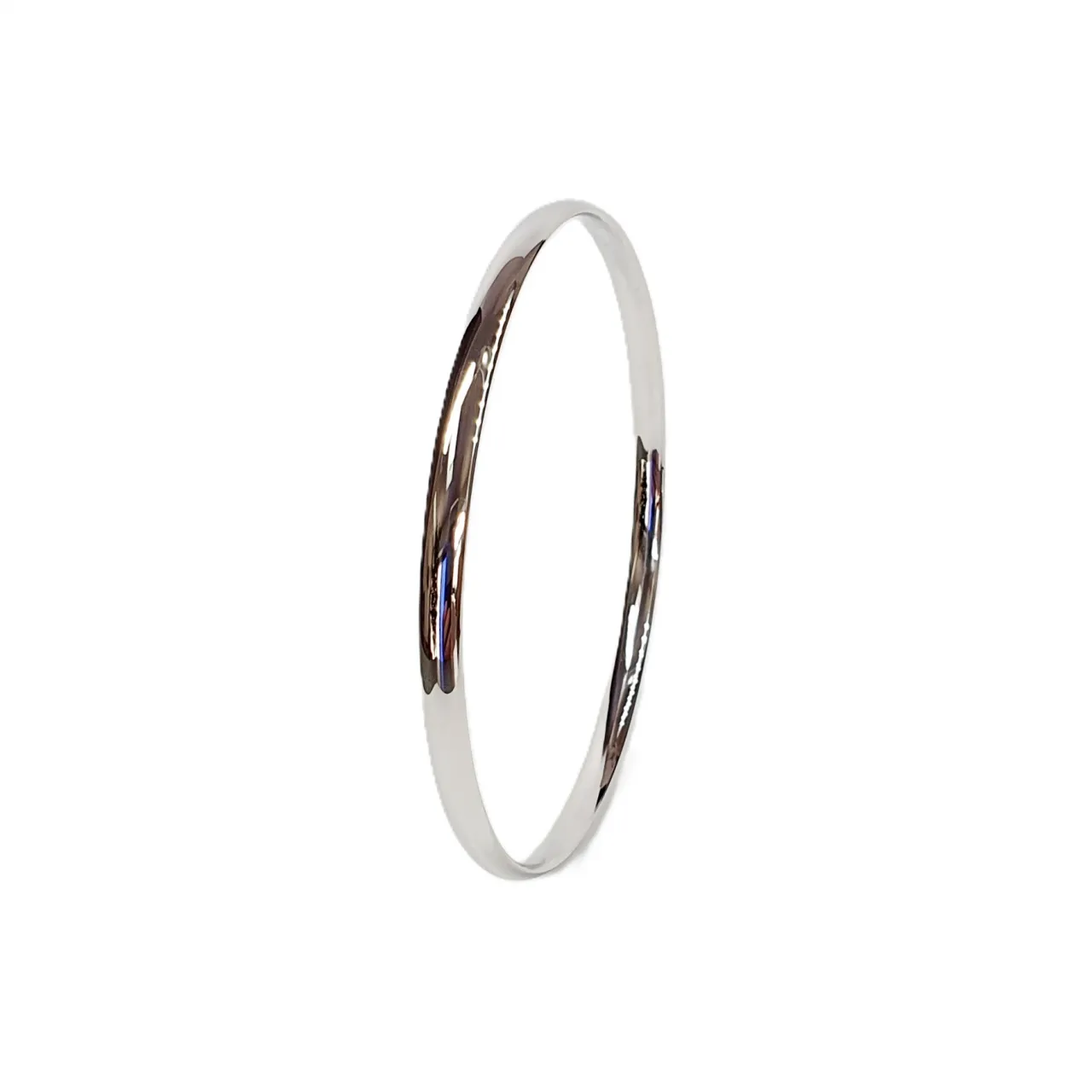 Heavy solid court shape round white gold bangle B00057.
