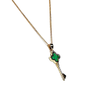 Right-facing profile Profile of the necklace turned to the right against a white background, emphasizing the thickness of the pendant and subtle textures in the malachite.