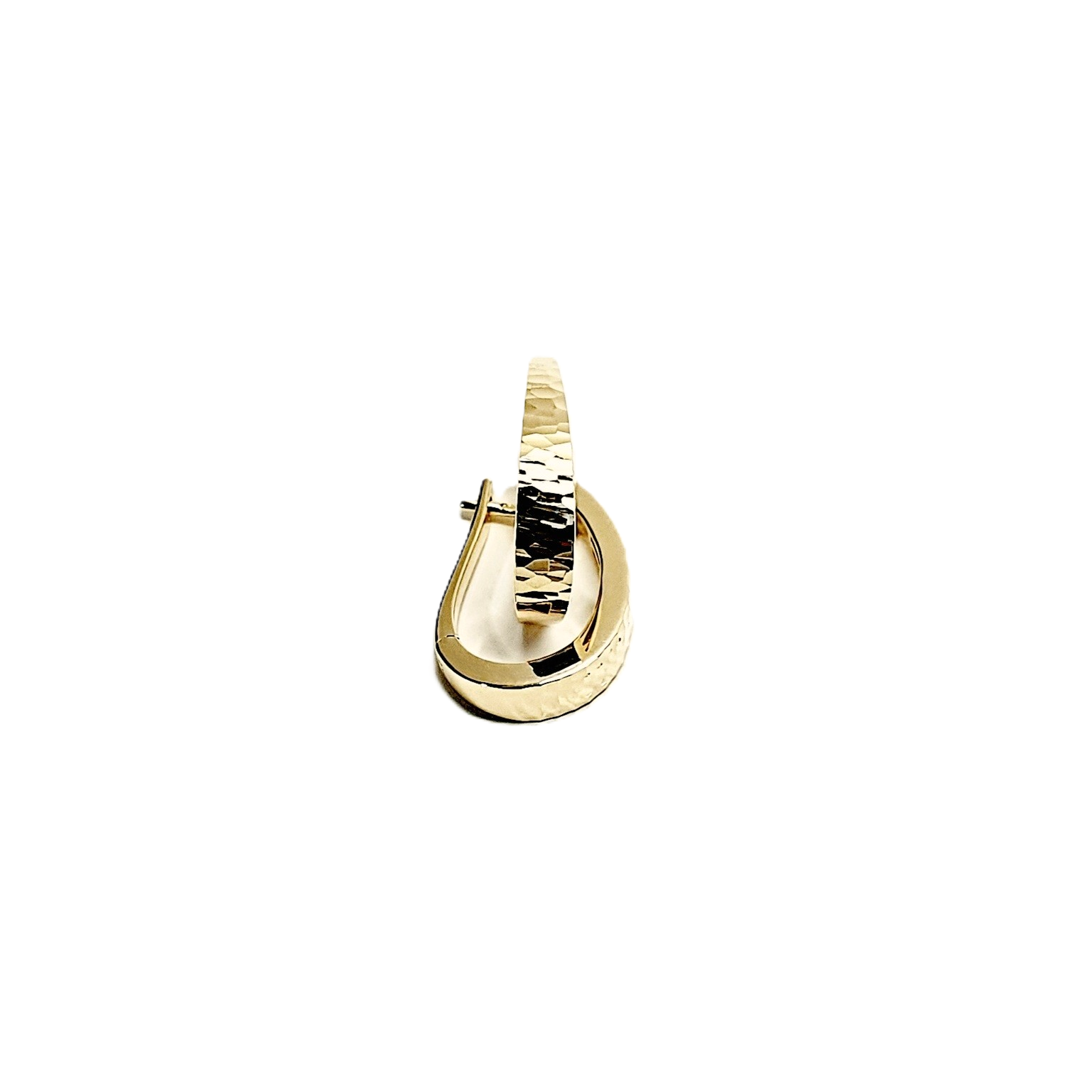 The Cutcombe 9ct gold tapered loop earrings EL00169 with a diamond cut pattern.