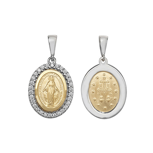 Picture showing the front and back of Miraculous size 2 pendant.