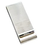 Double Sided With A Ribbed Washboard Pattern Silver Money Clip.