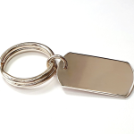Feature Hallmarked Sterling Silver Dog Tag Keyring Picture Of The Plain Polished Back KF00046.