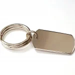 Feature Hallmarked Sterling Silver Dog Tag Keyring Picture Of The Plain Polished Back KF00046.