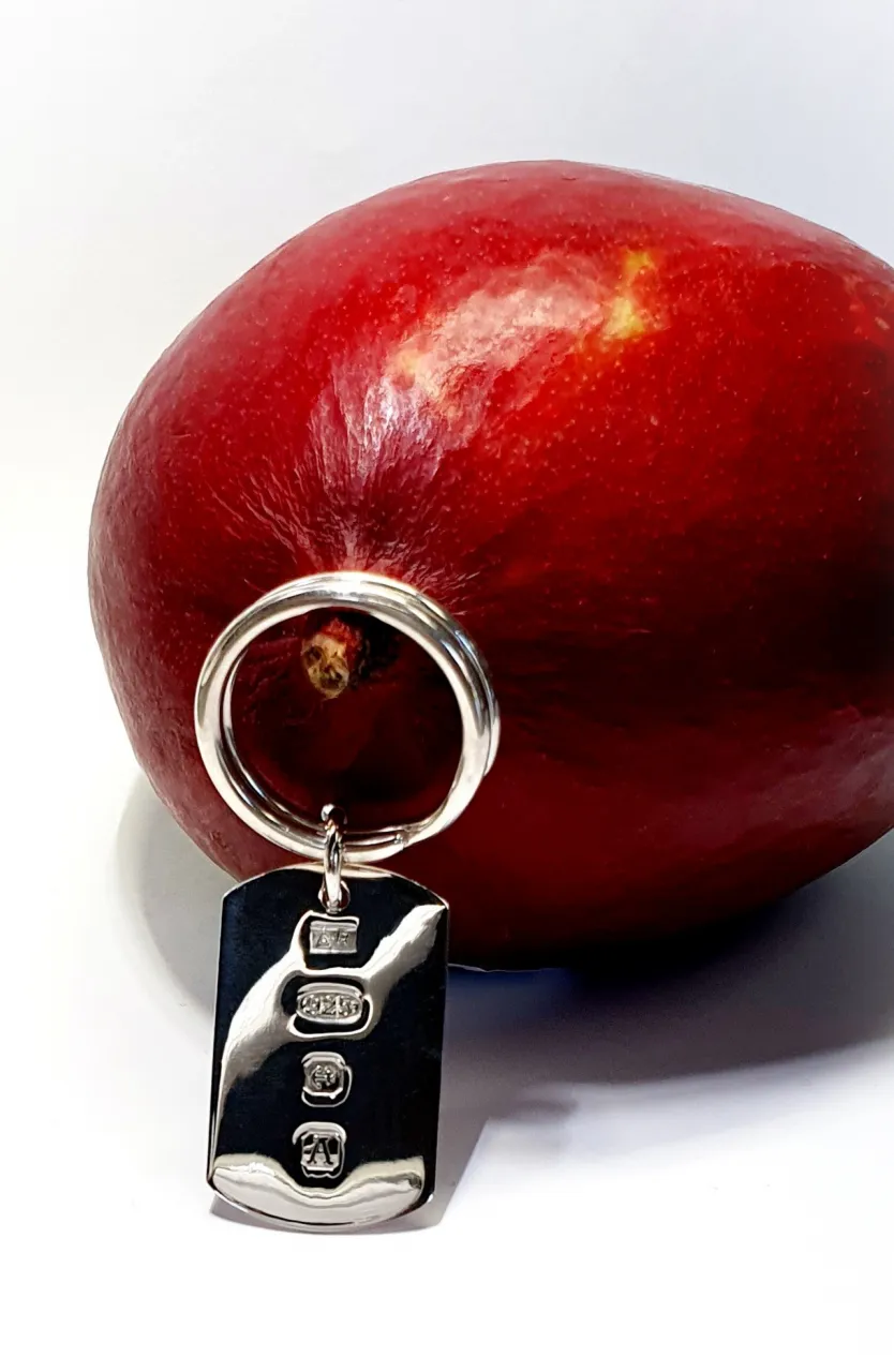 James bond style keyring fob with a feature hallmark.