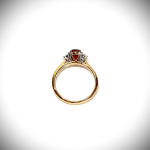 Elegant craftsmanship of a yellow and white gold ring shown from the side.