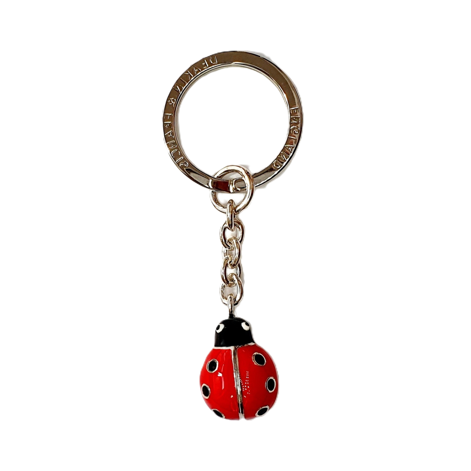 Genuine sterling silver Ladybird keyring by Deakin and Francis.