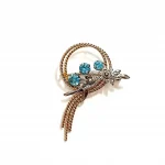 9ct Gold Blue Zircon Bouquet Brooch BRQ00055