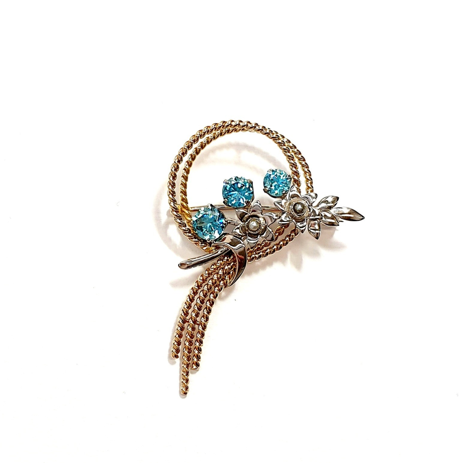 9ct Gold Blue Zircon Bouquet Brooch BRQ00055