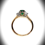 Close-up of the detailed view of the side of the ring, highlighting the intricate design and craftsmanship supporting the gemstone settings. Only the diamonds are set in white gold, and every other part is in yellow gold RA00700.