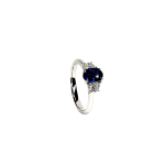 Sapphire & Half Moon Diamonds Three Stone Ring RA00699