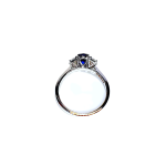 White gold, blue sapphire and diamond engagement ring